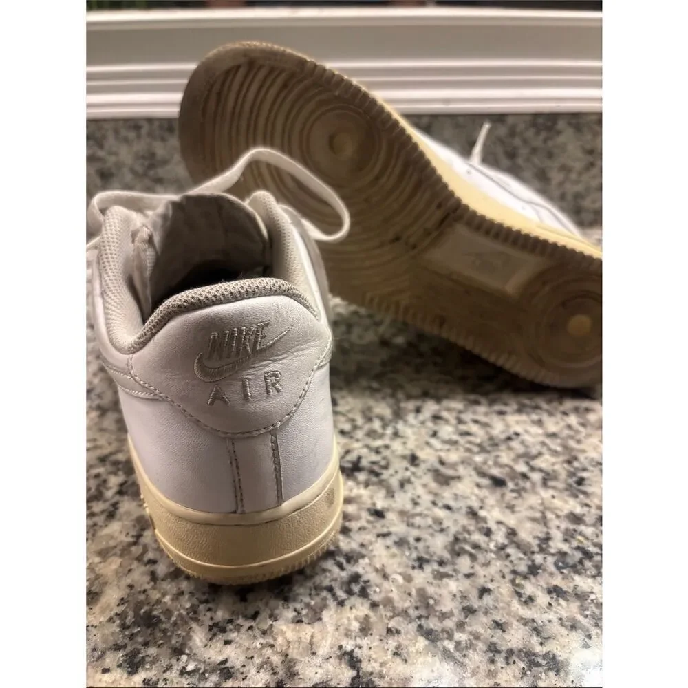 Nike Air Force 1 White Low-Top Sneakers with Cream Sole